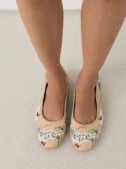 Multi Forever Comfort® Embroidered Raffia Ballet Flats - Image 3 of 9