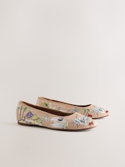 Multi Forever Comfort® Embroidered Raffia Ballet Flats - Image 6 of 9