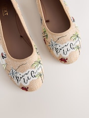 Multi Forever Comfort® Embroidered Raffia Ballet Flats - Image 8 of 9