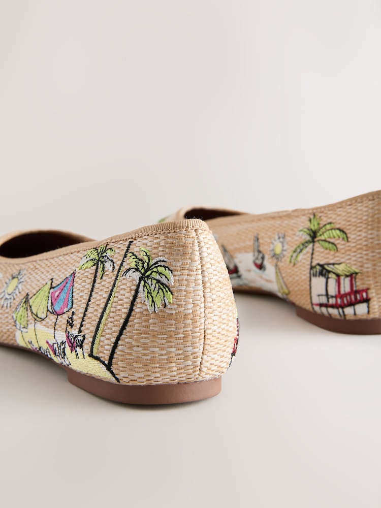Multi Forever Comfort® Embroidered Raffia Ballet Flats - Image 9 of 9