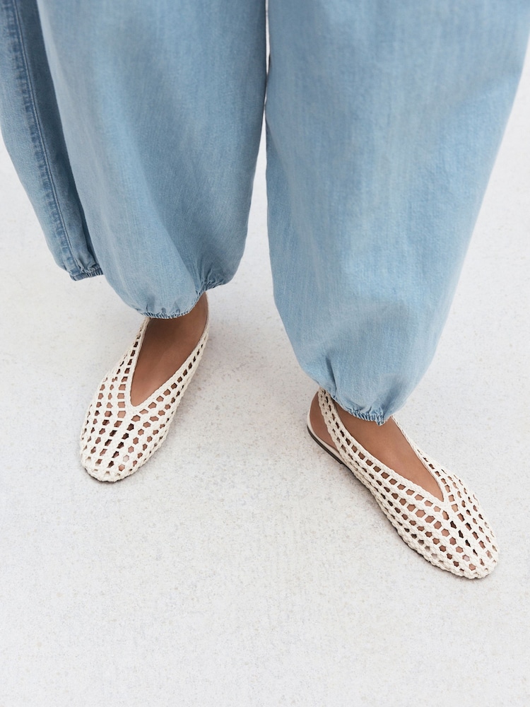 Bone Forever Comfort® Woven Round Toe Slingback Flats - Image 2 of 5 Bone Forever Comfort® Woven Round Toe Slingback Flats - Image 2 of 5