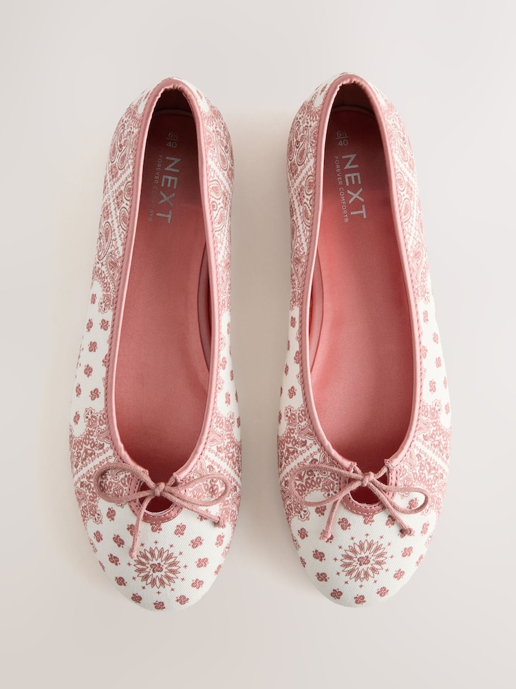 Pink/White Forever Comfort® Bandana Print Ballet Flats - Image 1 of 9