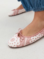 Pink/White Forever Comfort® Bandana Print Ballet Flats - Image 5 of 9
