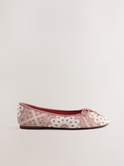 Pink/White Forever Comfort® Bandana Print Ballet Flats - Image 6 of 9