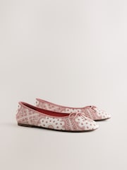 Pink/White Forever Comfort® Bandana Print Ballet Flats - Image 7 of 9