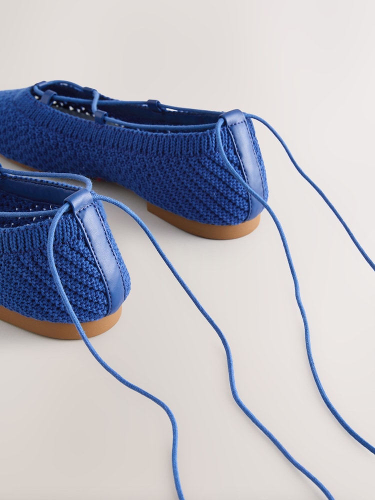 Cobalt Blue Forever Comfort® Crochet Ghillie Flats - Image 10 of 10