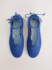 Cobalt Blue Forever Comfort® Crochet Ghillie Flats - Image 6 of 10