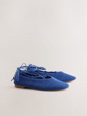 Cobalt Blue Forever Comfort® Crochet Ghillie Flats - Image 7 of 10