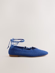 Cobalt Blue Forever Comfort® Crochet Ghillie Flats - Image 8 of 10