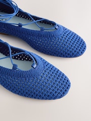 Cobalt Blue Forever Comfort® Crochet Ghillie Flats - Image 9 of 10