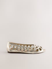 Gold Forever Comfort® Peeptoe Flats - Image 6 of 9