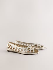 Gold Forever Comfort® Peeptoe Flats - Image 7 of 9