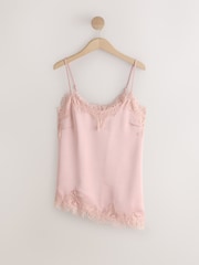 Rose clair - Haut de cami en dentelle à ourlet asymétrique - Image 6 de 8