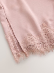 Rose clair - Haut de cami en dentelle à ourlet asymétrique - Image 7 de 8