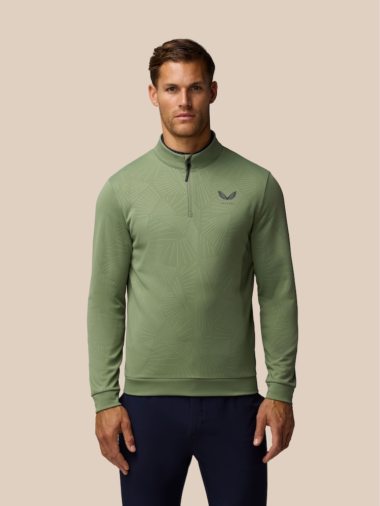 Castore Green Club Classic 1/4 Zip Mens Golf Zip Sweat Top - Image 1 of 7