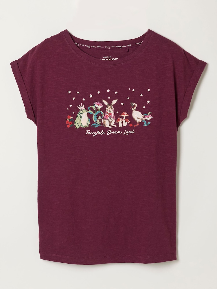FatFace Plum Purple Ivy Fairytale Graphic Tee - Image 6 of 6