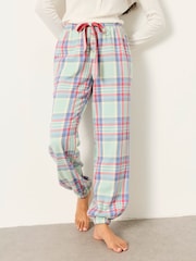 FatFace Harper Light Green Check Cuffed Pyjama Bottoms - Image 1 of 6