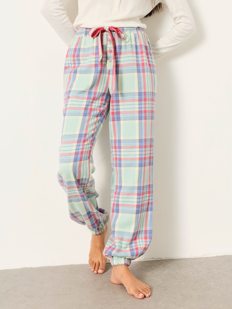 FatFace Harper Light Green Check Cuffed Pyjama Bottoms - Image 1 of 6 FatFace Harper Light Green Check Cuffed Pyjama Bottoms - Image 1 of 6
