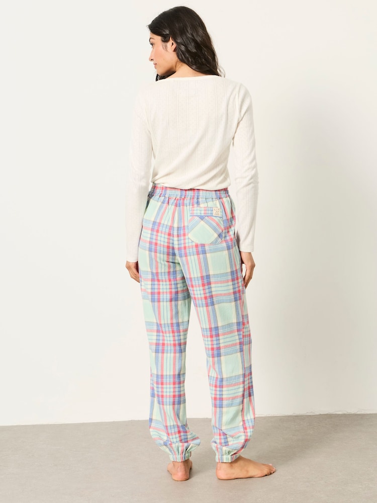 FatFace Harper Light Green Check Cuffed Pyjama Bottoms - Image 2 of 6 FatFace Harper Light Green Check Cuffed Pyjama Bottoms - Image 2 of 6