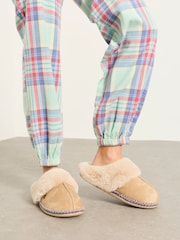 FatFace Harper Light Green Check Cuffed Pyjama Bottoms - Image 5 of 6