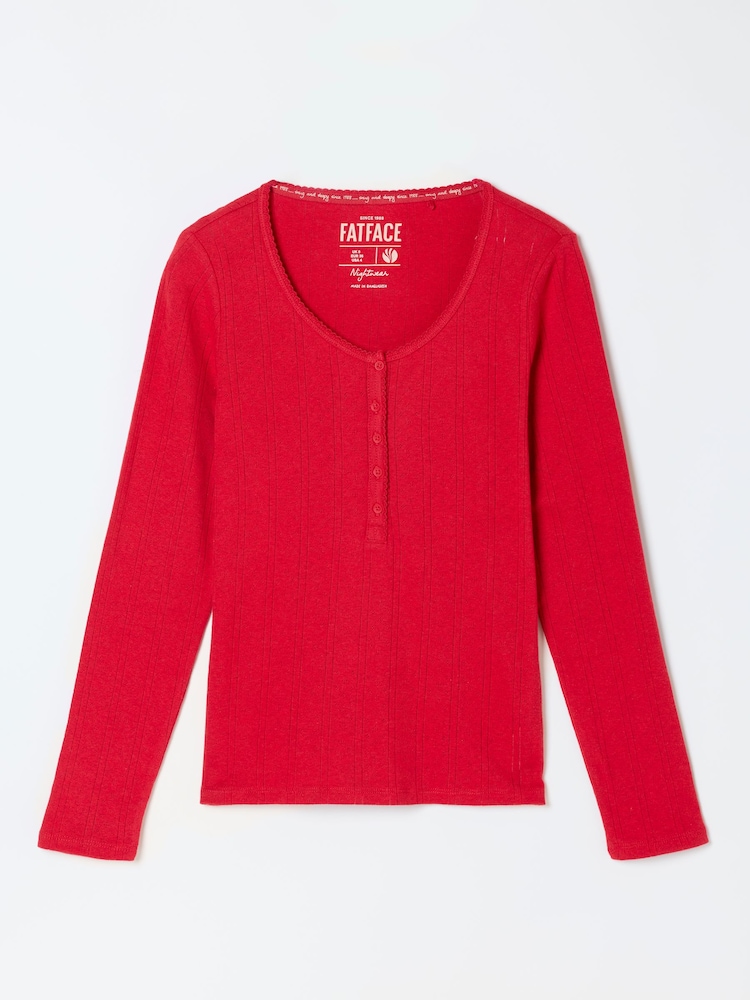 FatFace Hattie Red Henley Pointelle Top - Image 6 of 6 FatFace Hattie Red Henley Pointelle Top - Image 6 of 6