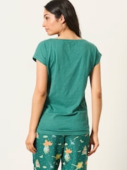 FatFace Ivy Teal Blue Frog Pyjama Top - Image 2 of 6