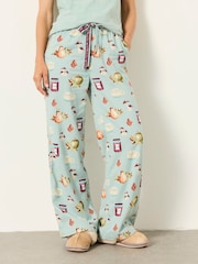 FatFace Lola Teal Green Autumn Print Wide Leg Pyjama Bottoms - Image 1 of 6