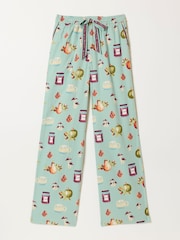 FatFace Lola Teal Green Autumn Print Wide Leg Pyjama Bottoms - Image 6 of 6