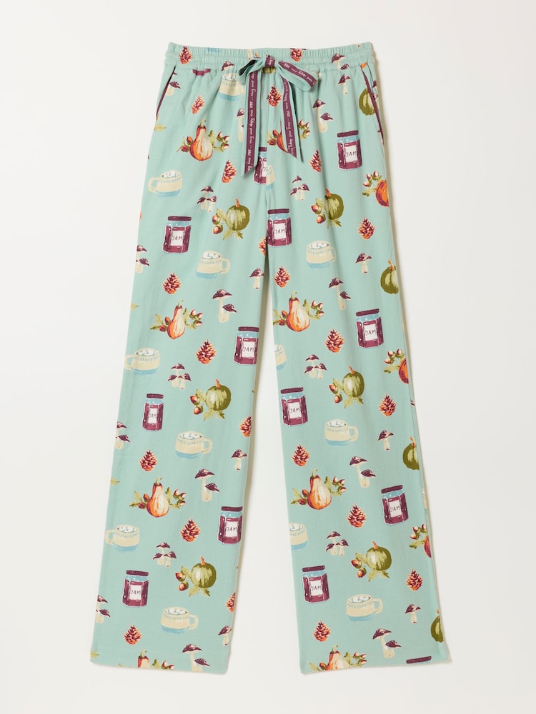 FatFace Lola Teal Green Autumn Print Wide Leg Pyjama Bottoms - Image 6 of 6 FatFace Lola Teal Green Autumn Print Wide Leg Pyjama Bottoms - Image 6 of 6