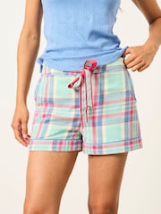 FatFace Classic Light Green Check Pyjama Shorts - Image 1 of 6