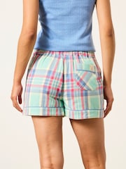 FatFace Classic Light Green Check Pyjama Shorts - Image 2 of 6