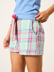 FatFace Classic Light Green Check Pyjama Shorts - Image 3 of 6