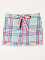 FatFace Classic Light Green Check Pyjama Shorts - Image 6 of 6