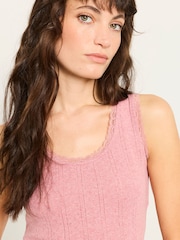FatFace Olivia Pink Pointelle Lace Trim Vest - Image 4 of 6
