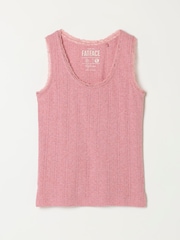 FatFace Olivia Pink Pointelle Lace Trim Vest - Image 6 of 6