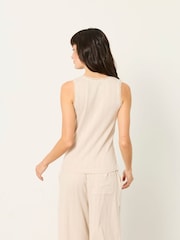 FatFace Olivia Oatmeal Pointelle Lace Trim Vest - Image 2 of 7