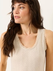 FatFace Olivia Oatmeal Pointelle Lace Trim Vest - Image 3 of 7
