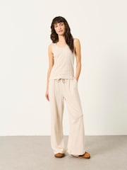 FatFace Olivia Oatmeal Pointelle Lace Trim Vest - Image 4 of 7