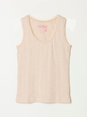 FatFace Olivia Oatmeal Pointelle Lace Trim Vest - Image 7 of 7