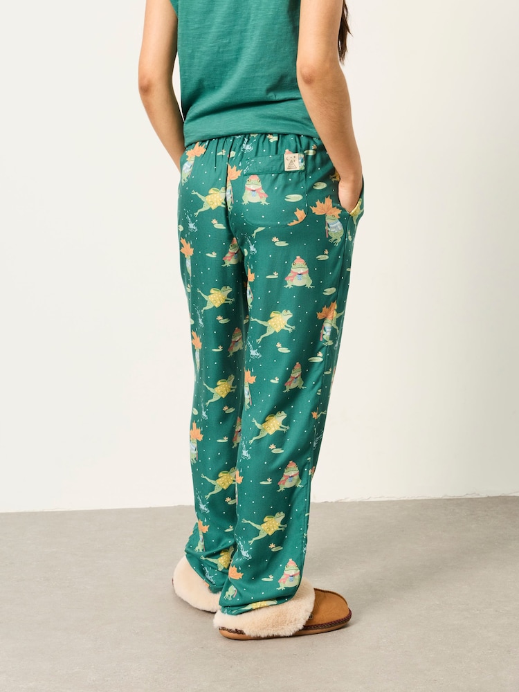 FatFace Ruby Teal Blue Frog Relaxed Fit Pyjama Bottoms - Image 2 of 6 FatFace Ruby Teal Blue Frog Relaxed Fit Pyjama Bottoms - Image 2 of 6