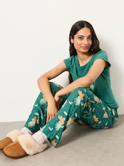 FatFace Ruby Teal Blue Frog Relaxed Fit Pyjama Bottoms - Image 5 of 6