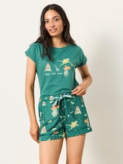 FatFace Teal Blue Frog Pyjama Shorts - Image 1 of 6