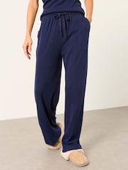 FatFace 2 Piece Navy Blue Pointelle Long Pyjama Set - Image 4 of 7
