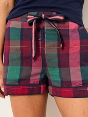 FatFace Purple Metallic Check Pyjama Shorts - Image 3 of 5