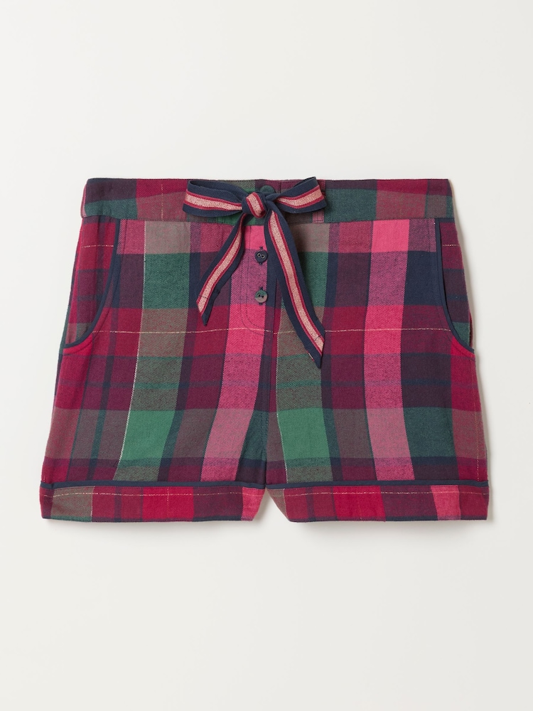 FatFace Purple Metallic Check Pyjama Shorts - Image 5 of 5 FatFace Purple Metallic Check Pyjama Shorts - Image 5 of 5