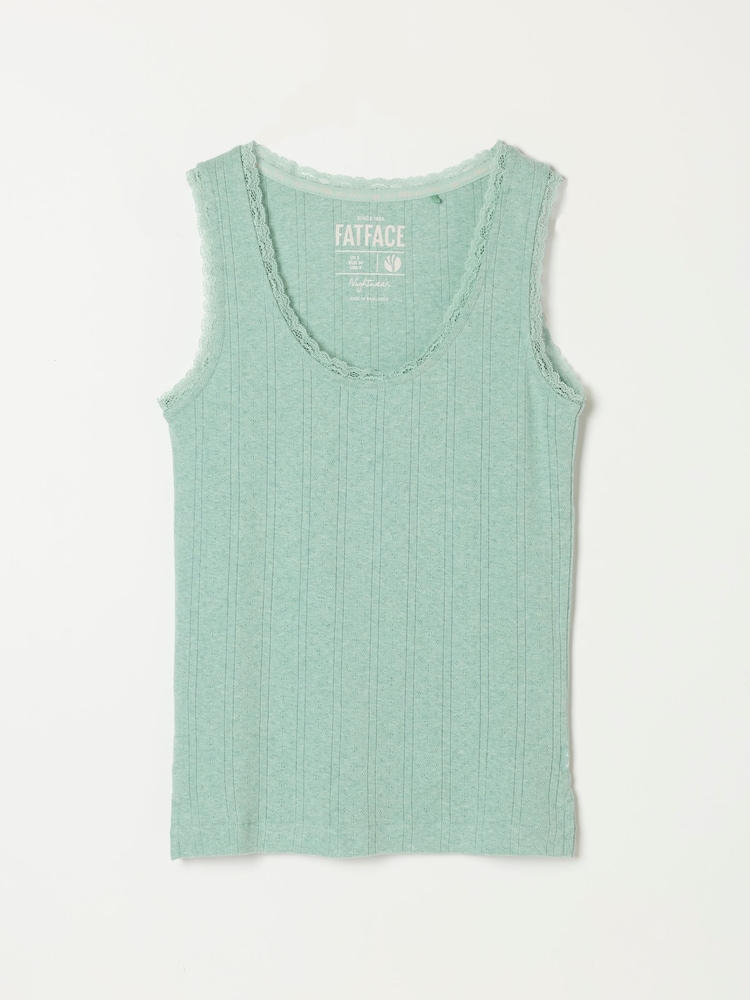 FatFace Olivia Light Green Pointelle Lace Trim Vest - Image 6 of 6 FatFace Olivia Light Green Pointelle Lace Trim Vest - Image 6 of 6