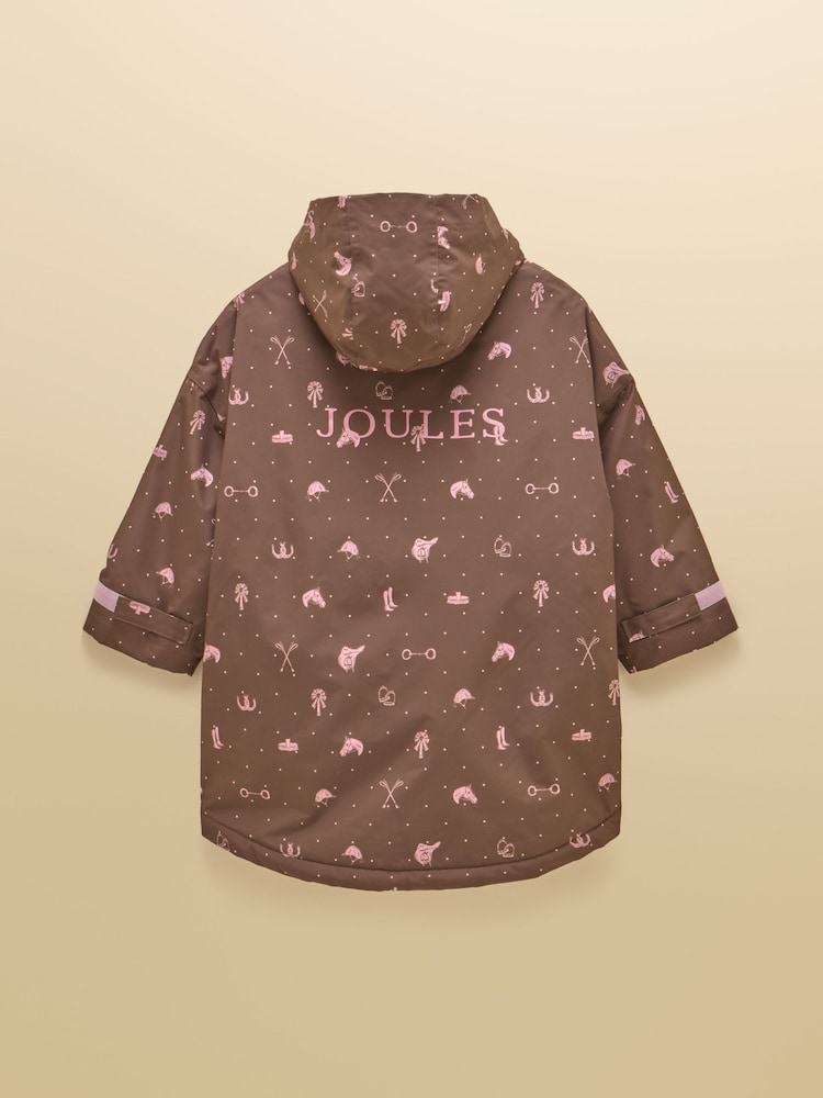 Joules Girls' Coverall Chocolate Brown Waterproof Changing Robe - Image 2 of 5 Joules Girls' Coverall Chocolate Brown Waterproof Changing Robe - Image 2 of 5