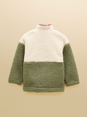 Joules Girls' Tilly Khaki Green Zip Through Fleece - Image 2 of 5