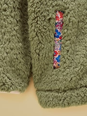 Joules Girls' Tilly Khaki Green Zip Through Fleece - Image 4 of 5