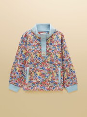 Joules Girls' Burnham Cream Ditsy Funnel Neck Sweatshirt - Image 1 of 6